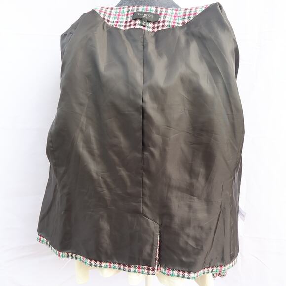 Talbots Houndstooth Wool-Blend Coat 14W Open Front Button-Up Lined Preppy Plaid - Picture 15 of 16